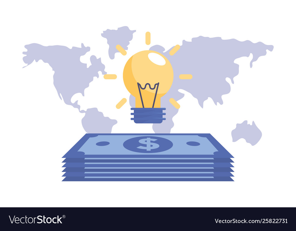 Isolated Bills Map And Bubble Design Royalty Free Vector