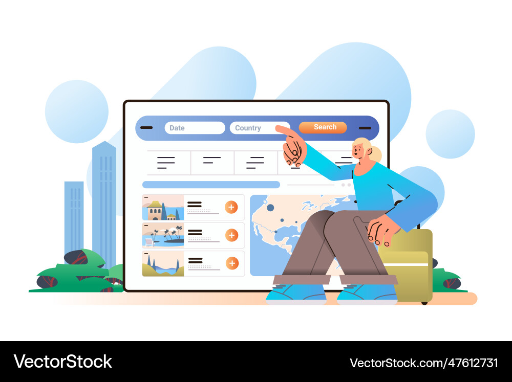 Woman tourist request special accommodations Vector Image