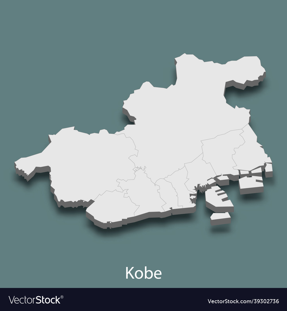 3d isometric map of kobe is a city japan Vector Image