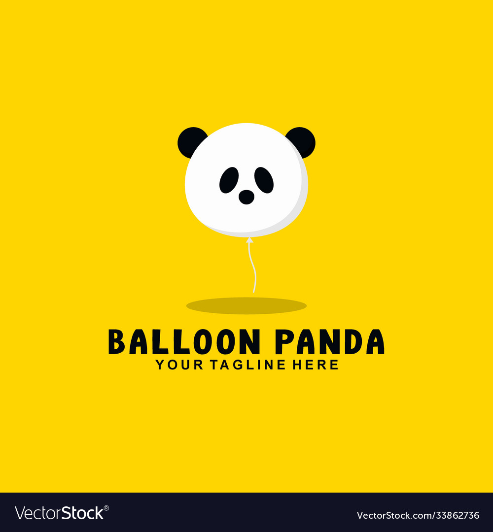 Balloon panda with flat style logo