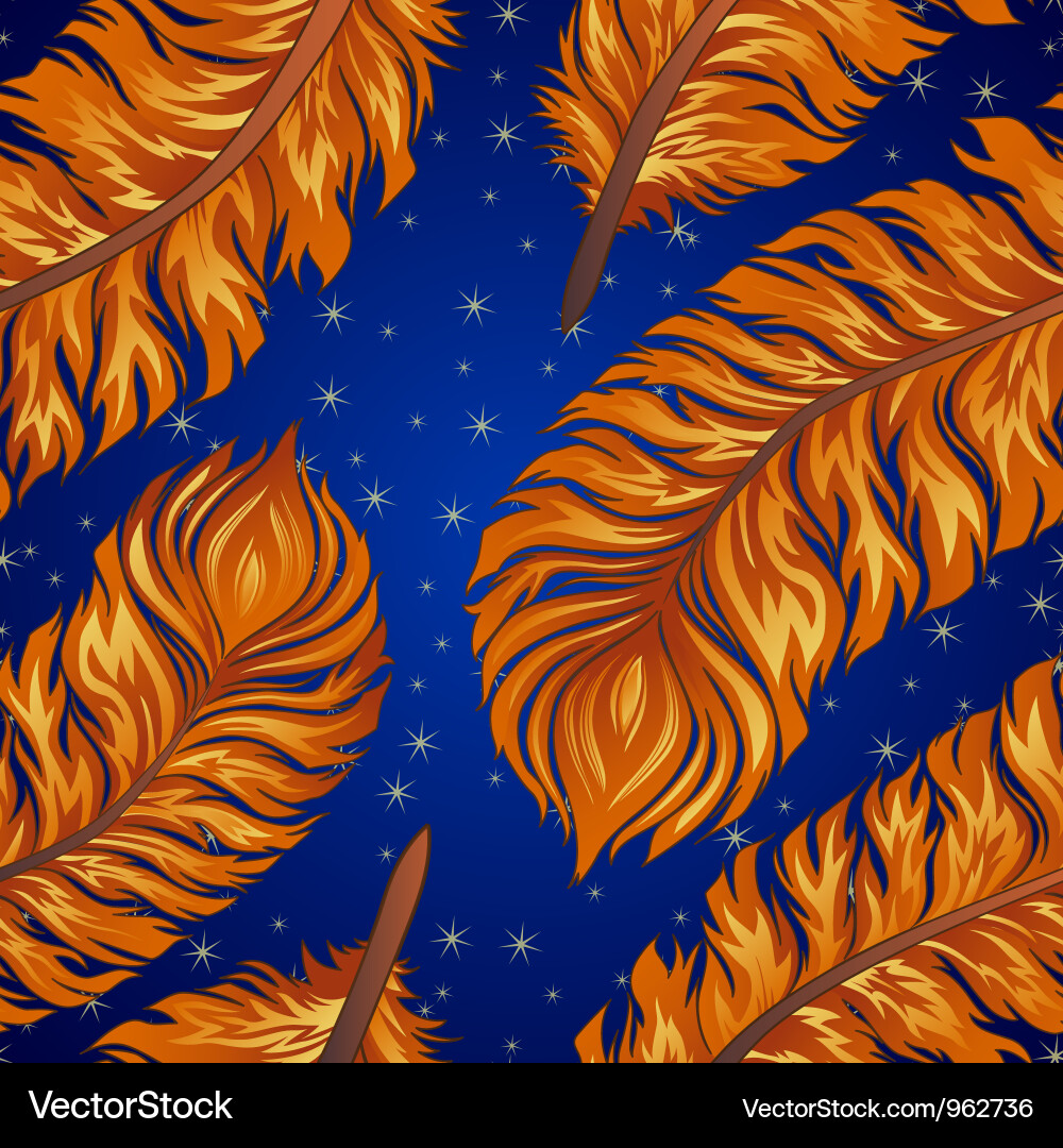 Feathers seamless night background Royalty Free Vector Image