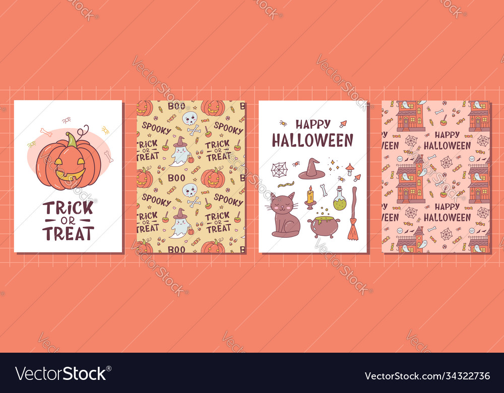 Halloween funny card set Royalty Free Vector Image