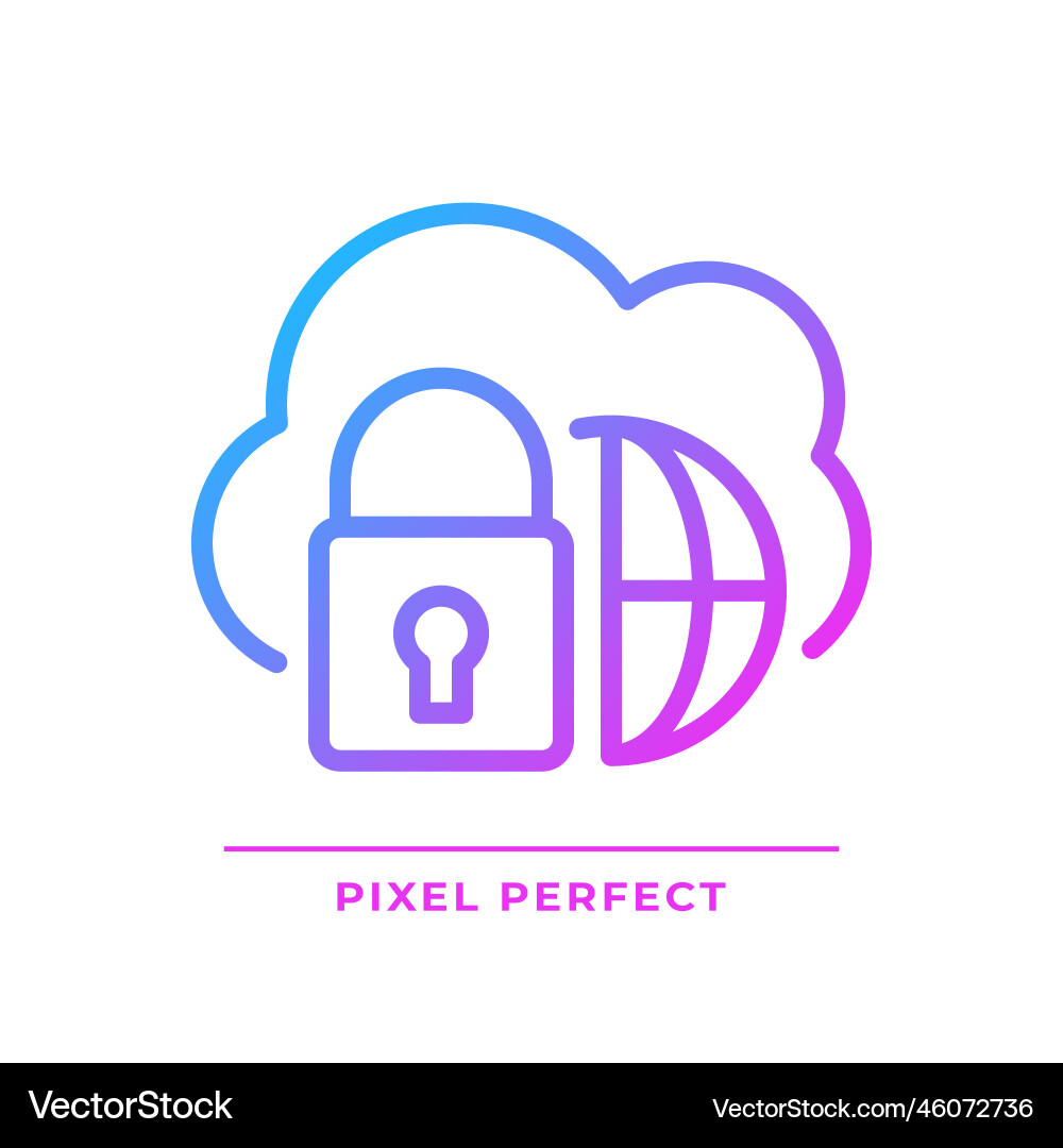 Hybrid cloud pixel perfect gradient linear icon Vector Image