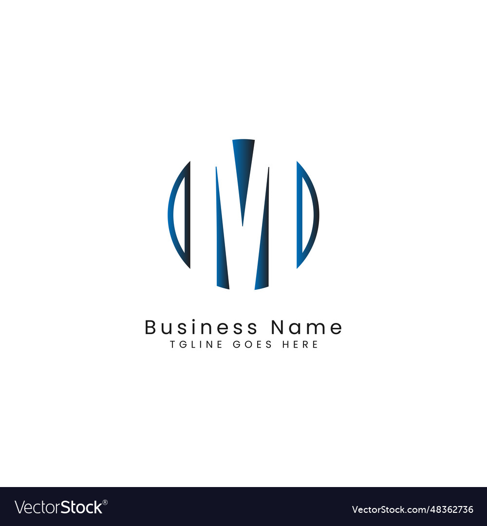 Letter m logo in round shape symbol cutout design Vector Image