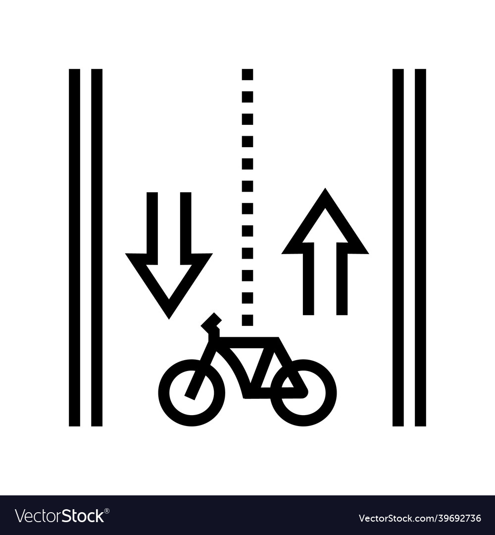 Route for riding bicycle line icon