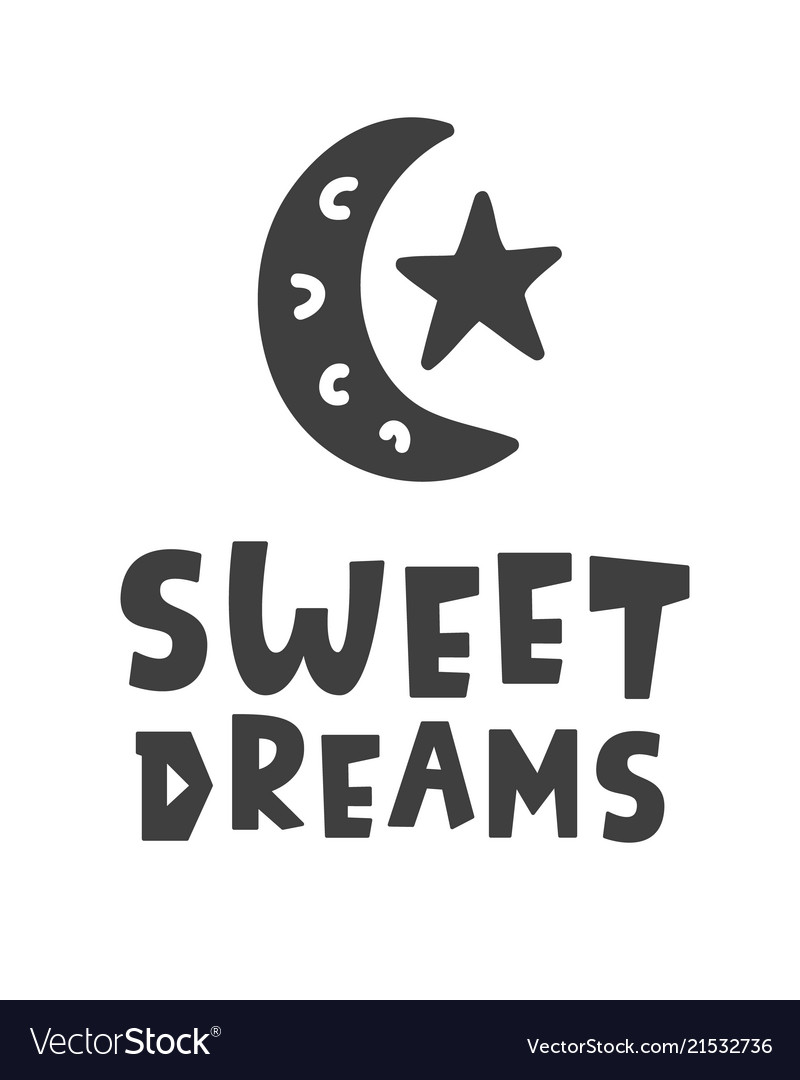 Cresent Cute Moon Sleeping Sweet Dreams Nursery Wall Decor Art Poster Print