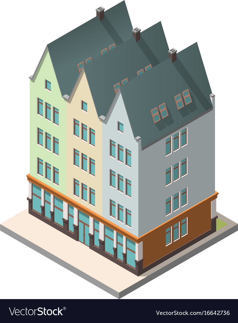 The Old Residential Building In European Style Vector Image