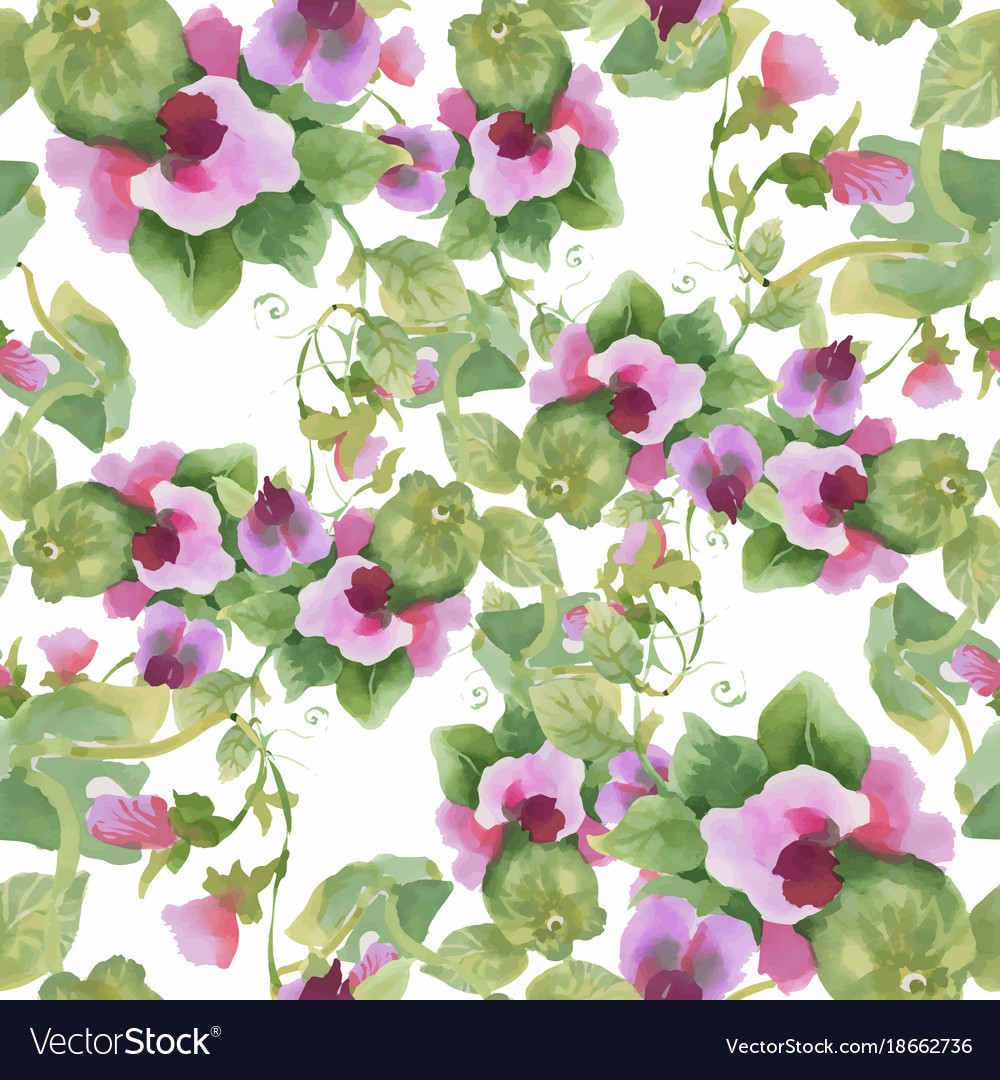 Watercolor seamless pattern with colorful flowers