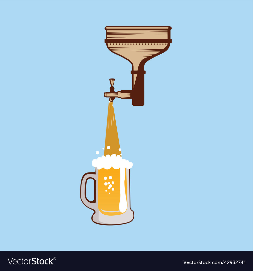 Brewery funnel beer taps design Royalty Free Vector Image