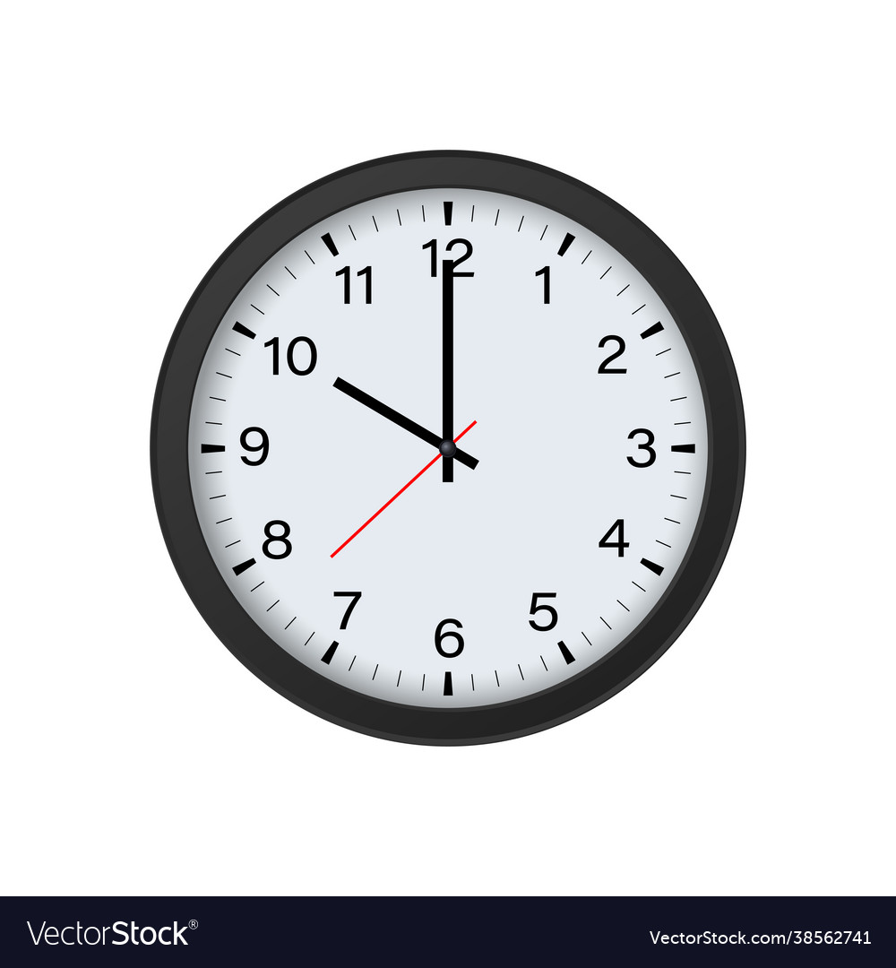 Circle black clock mockup showing 10 oclock Vector Image