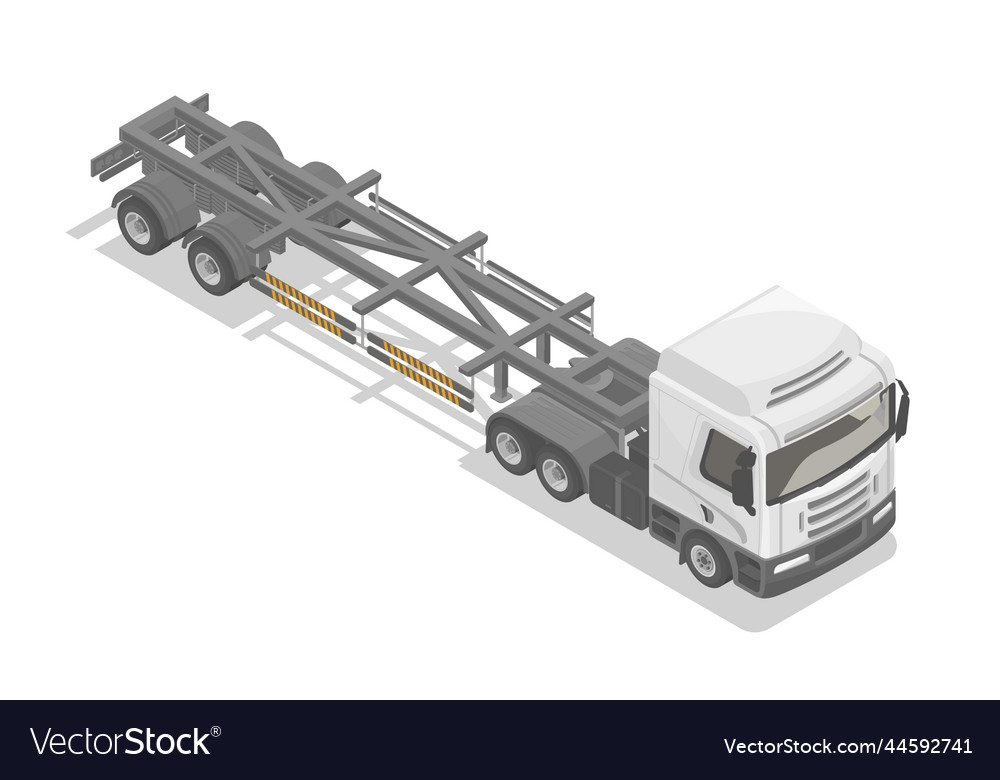 Semi trailer empty no container isometric truck Vector Image