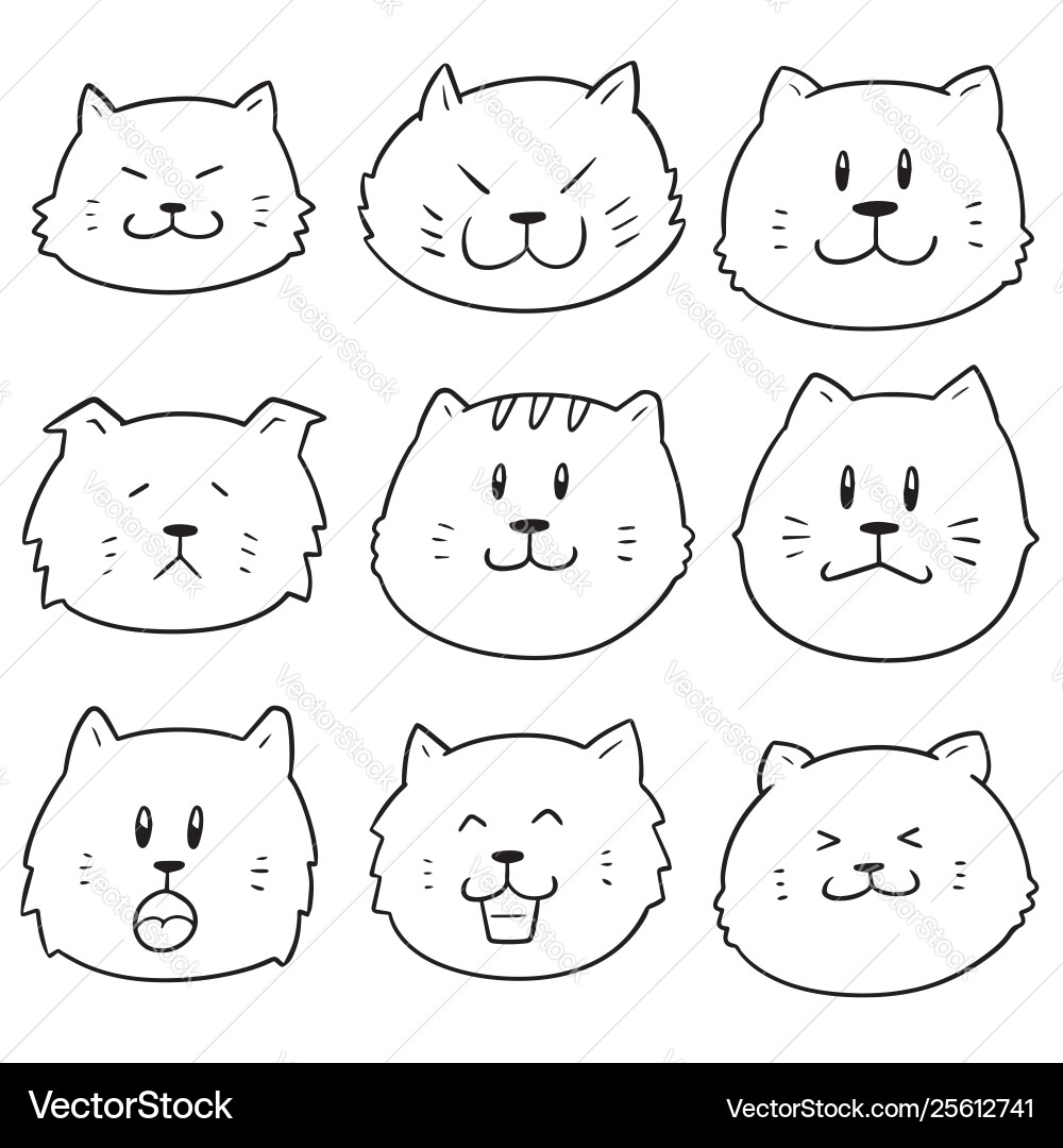 Set cat face Royalty Free Vector Image - VectorStock