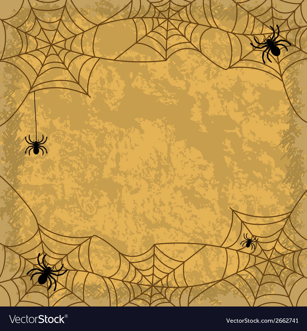 Spiders and cobwebs on wall background