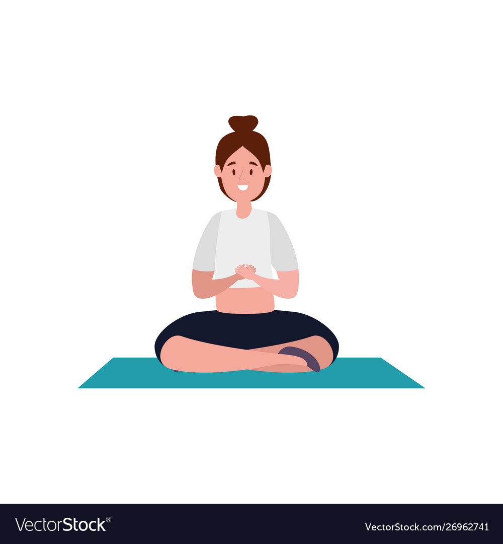 Woman Practicing Pilates With Lotus Position Vector Image