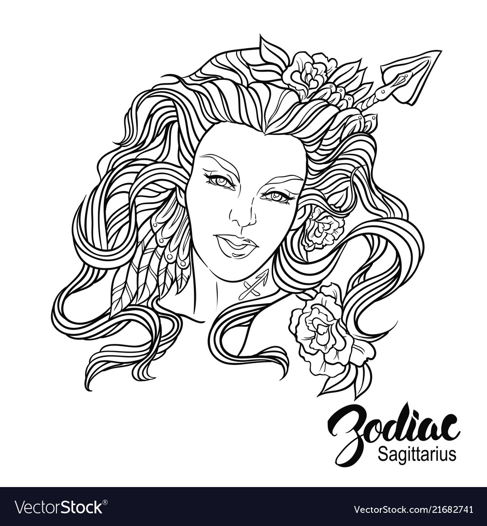 Zodiac of sagittarius as girl with Royalty Free Vector Image