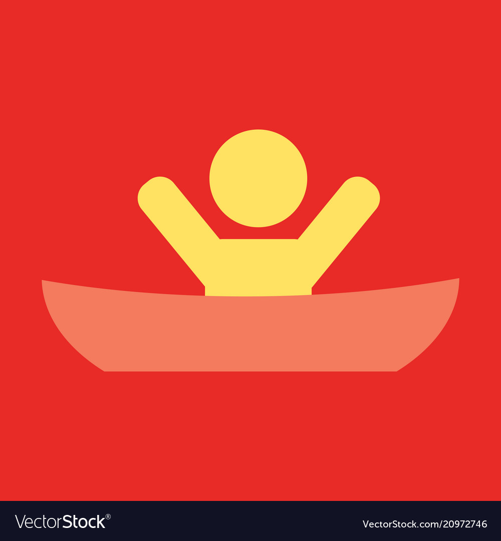 Flat male character - cartoon man in a boat