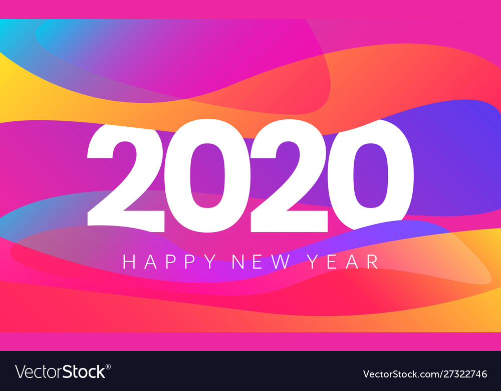 Happy new year 2020 colorful banner with gradient Vector Image