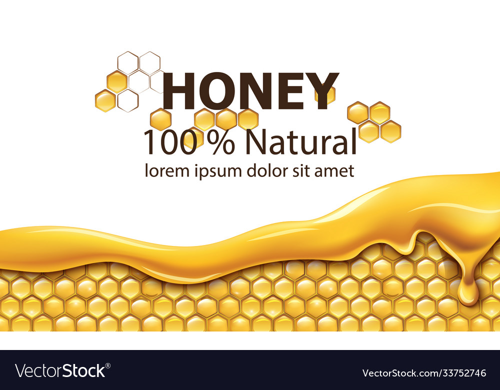 Honeycombs covered in dripping honey natural