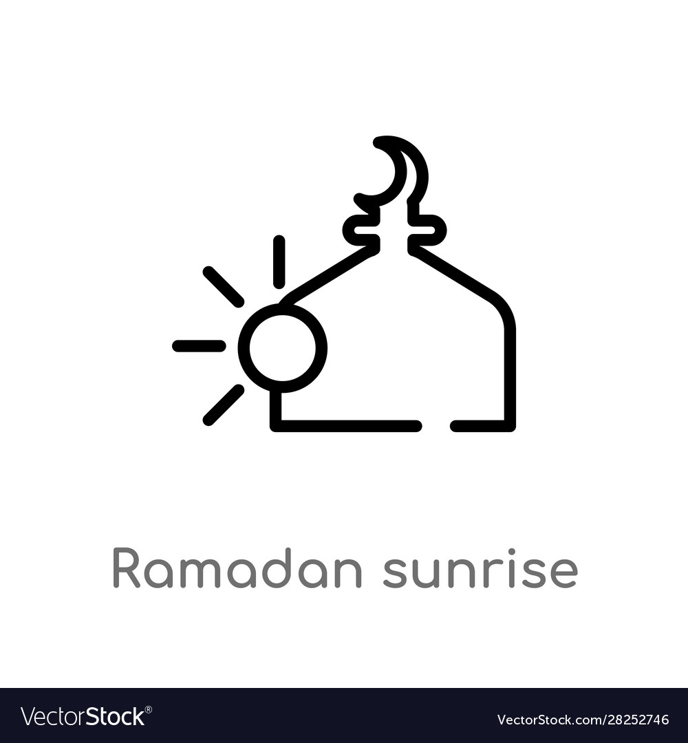 Outline ramadan sunrise icon isolated black