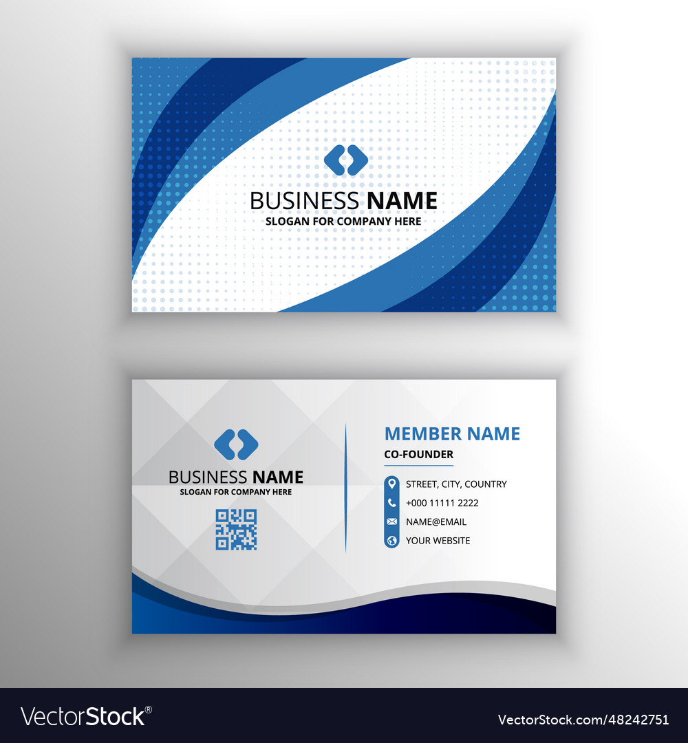 Abstract elegant luxury curved blue business card Vector Image