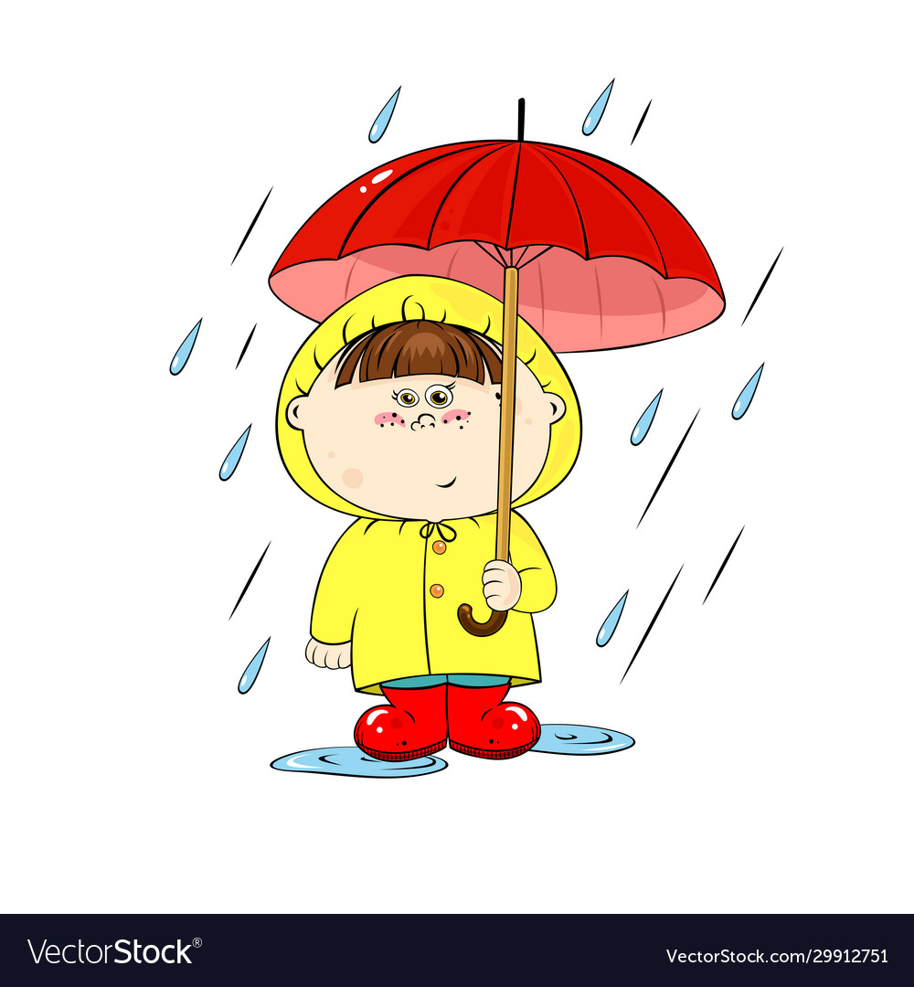 Rainy Umbrella Cartoon 