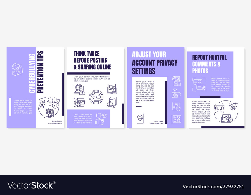 Cyberbullying prevention tips brochure template Vector Image