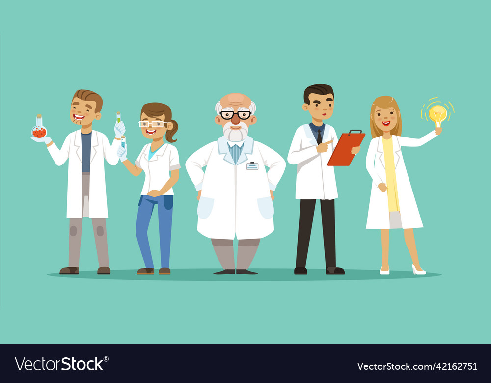 Laboratory team of scientists or doctors Vector Image