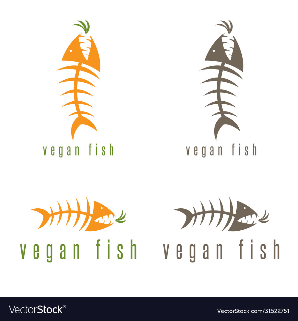 Negative space concept fish skeleton and carrot