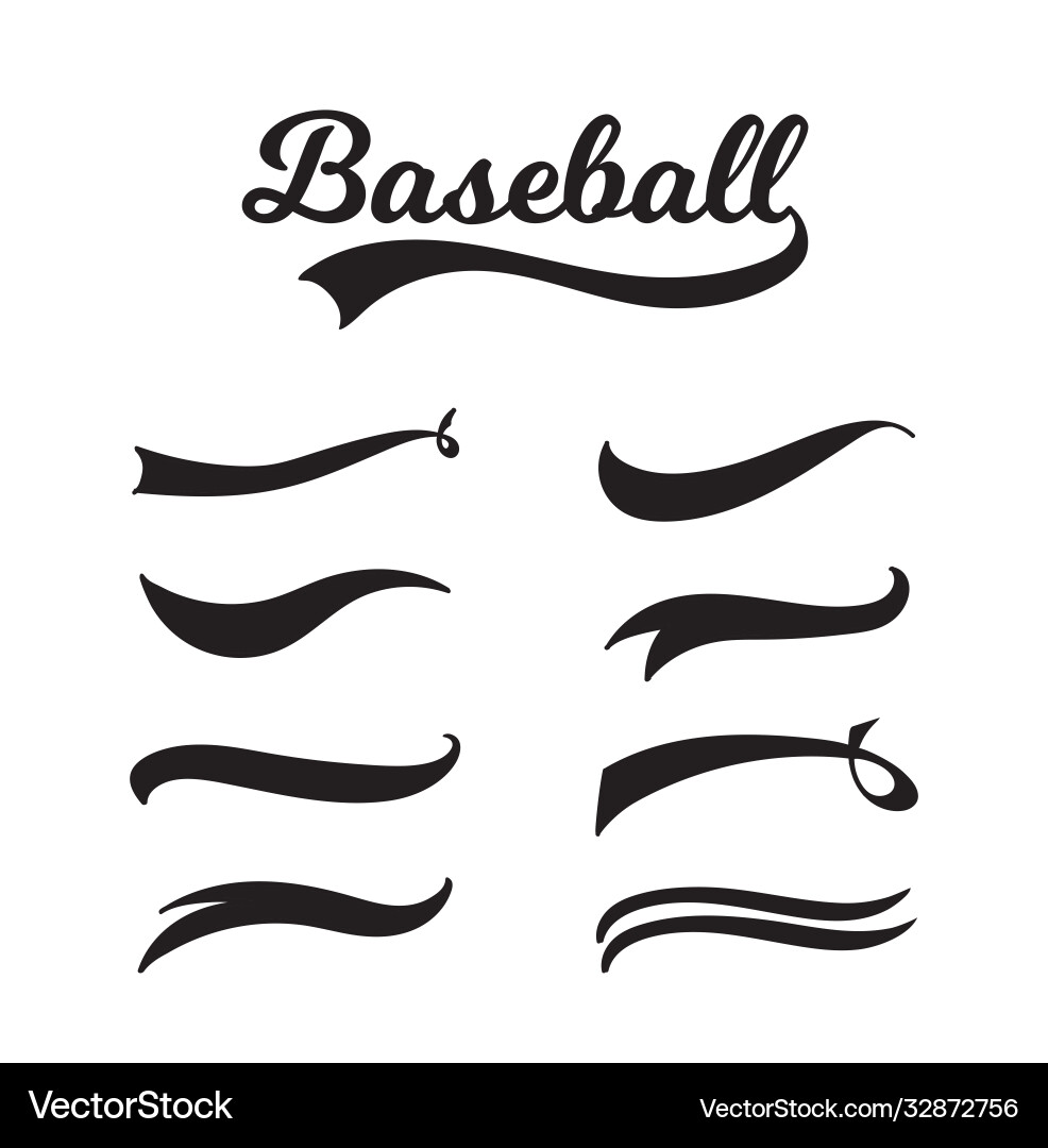Baseball lettering and typography set with vintage