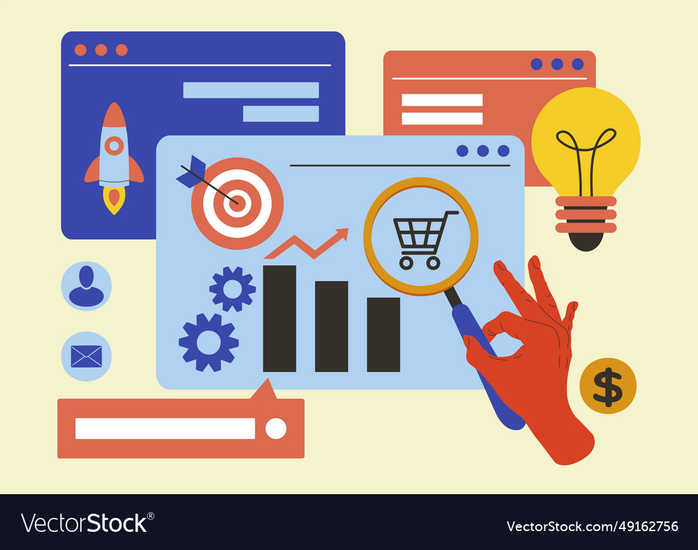 Data analytics creative idea market startup Vector Image