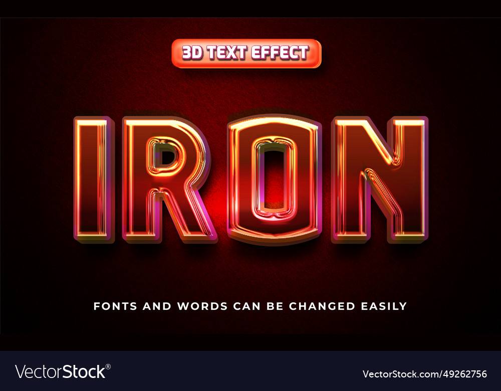 Iron 3d editable text effect style