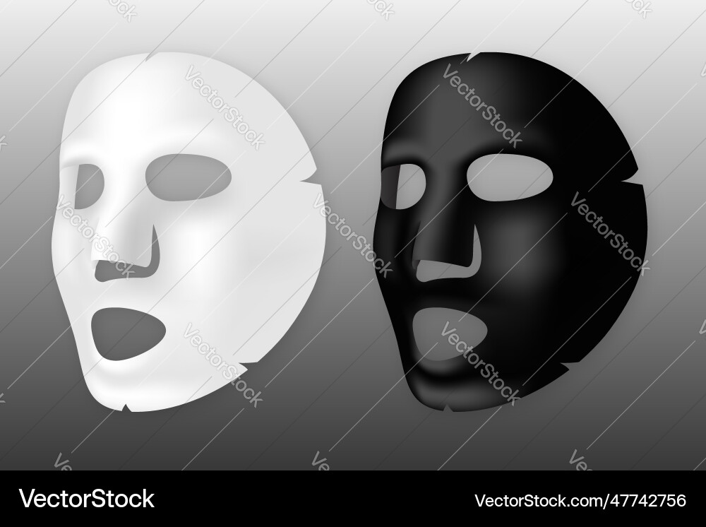 White and black cloth face mask cosmetic Vector Image