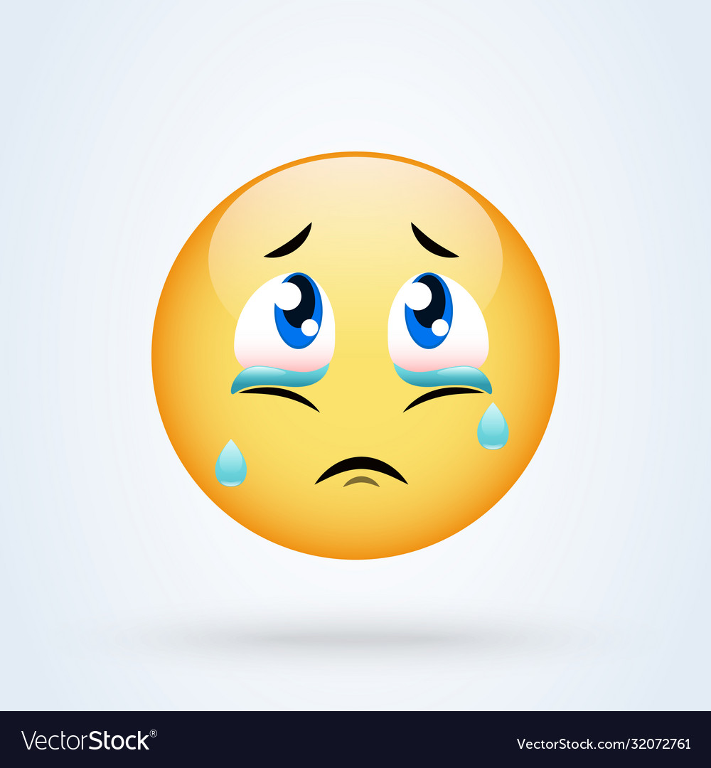 Crying sad emoticon emoji sad Royalty Free Vector Image