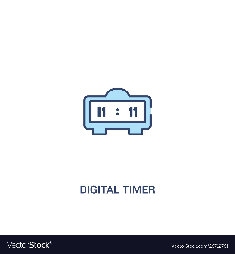 Digital timer concept 2 colored icon simple line