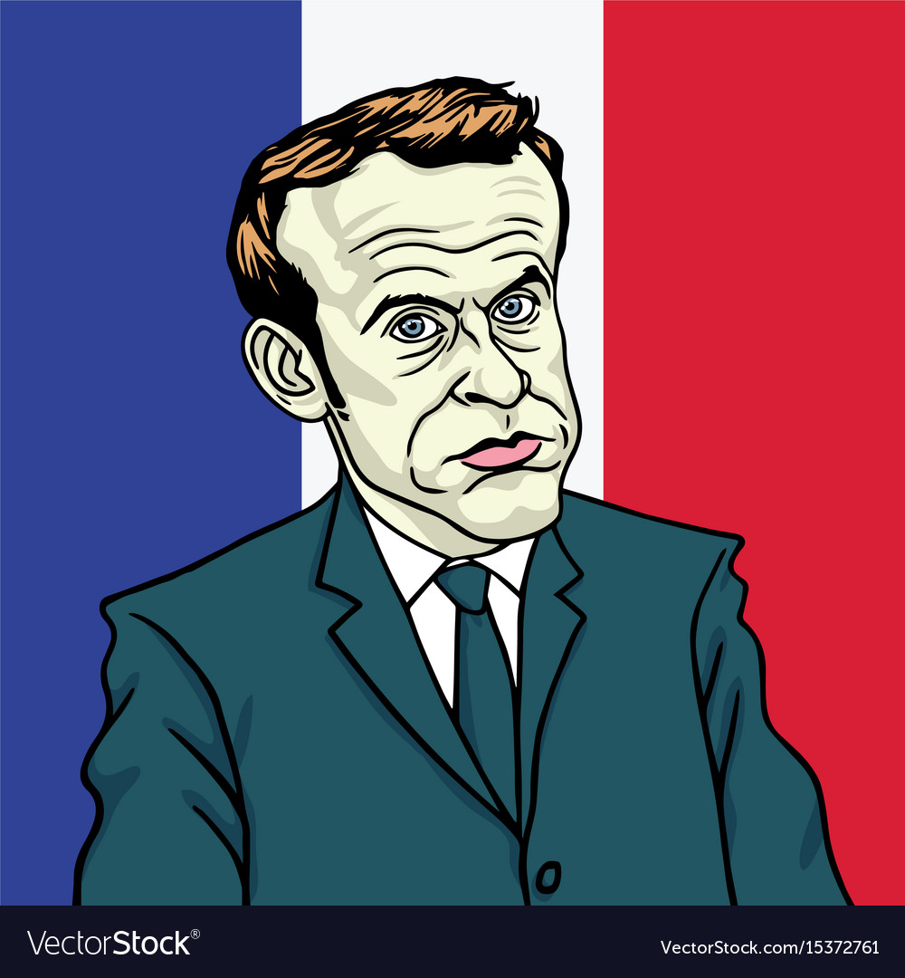 Emmanuel Macron Cartoon Caricature Portrait Vector Image 