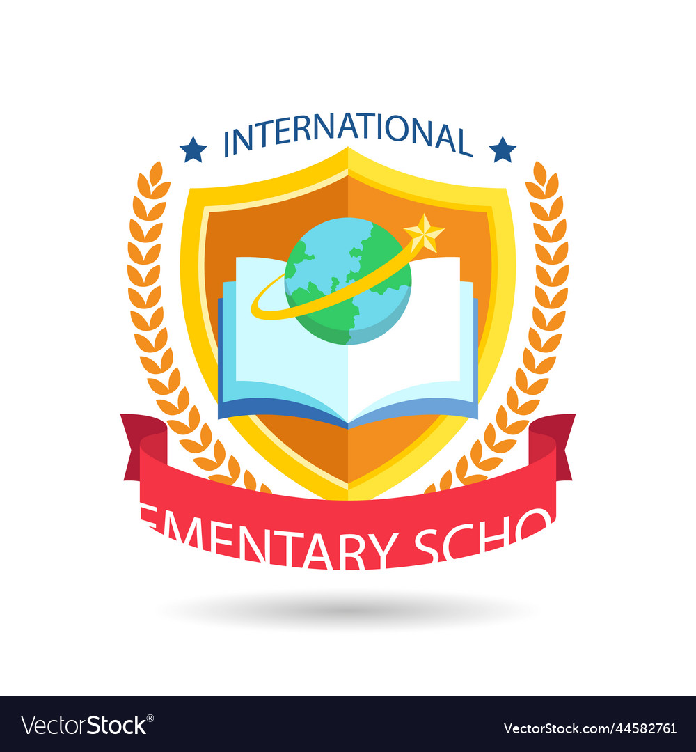 Hand drawn book planet elementary school logo