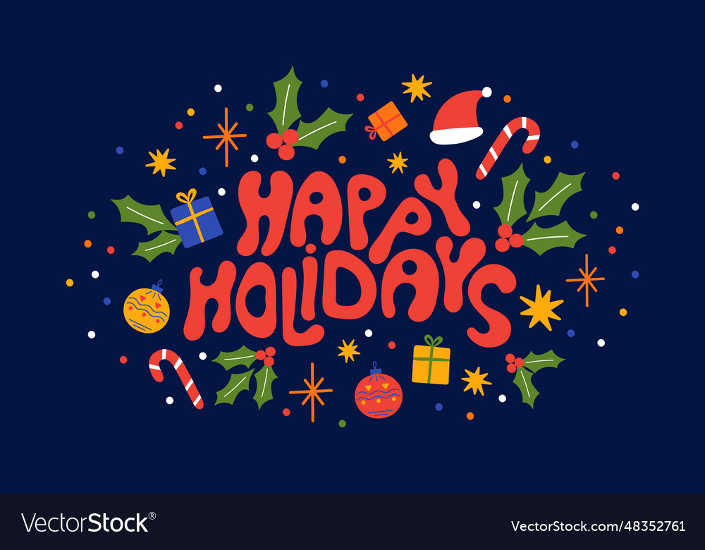 Happy holidays poster card template christmas Vector Image