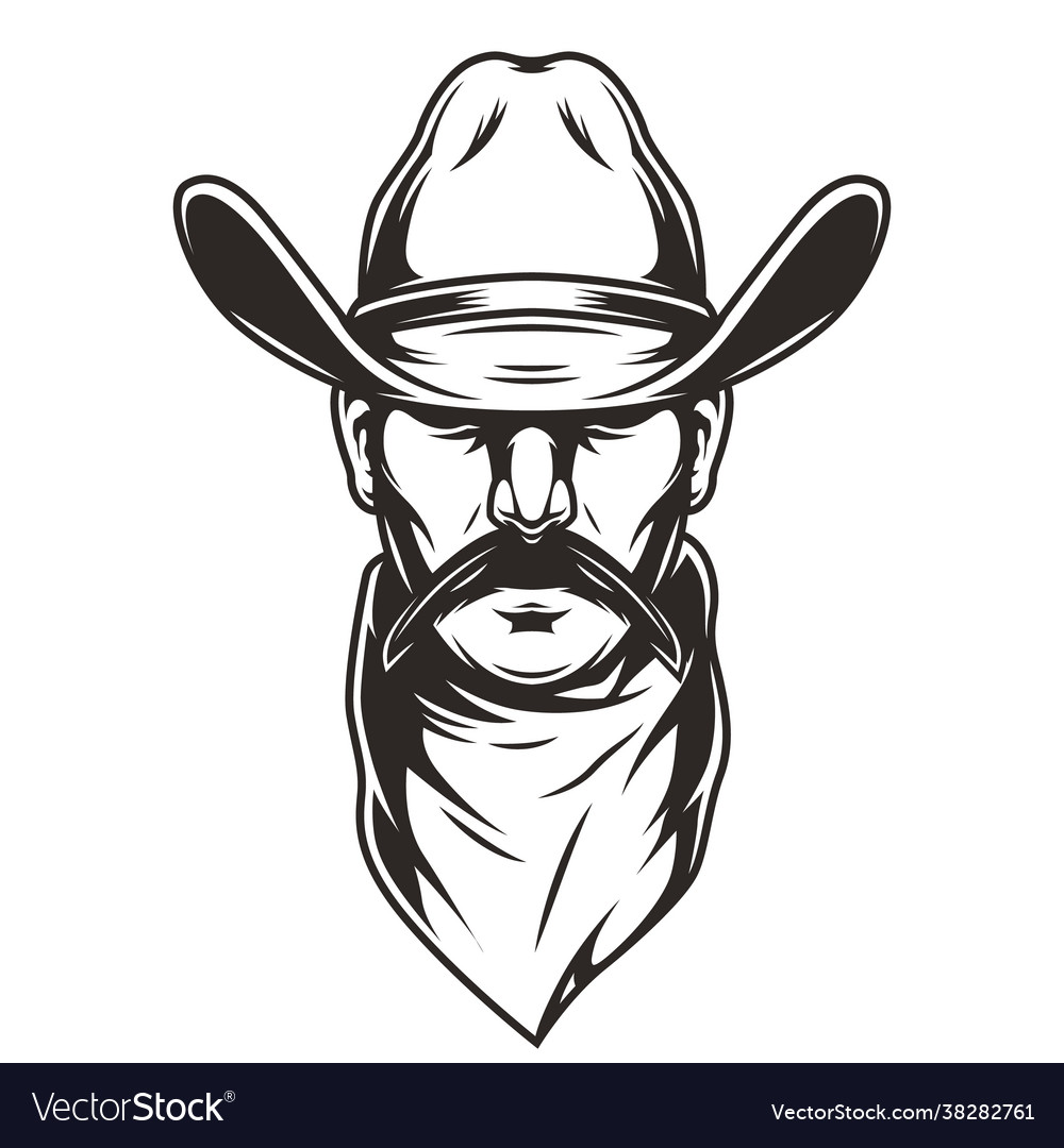 Man Head In Cowboy Hat Concept Royalty Free Vector Image