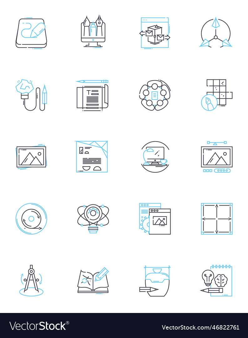 Visual communication agency linear icons set Vector Image