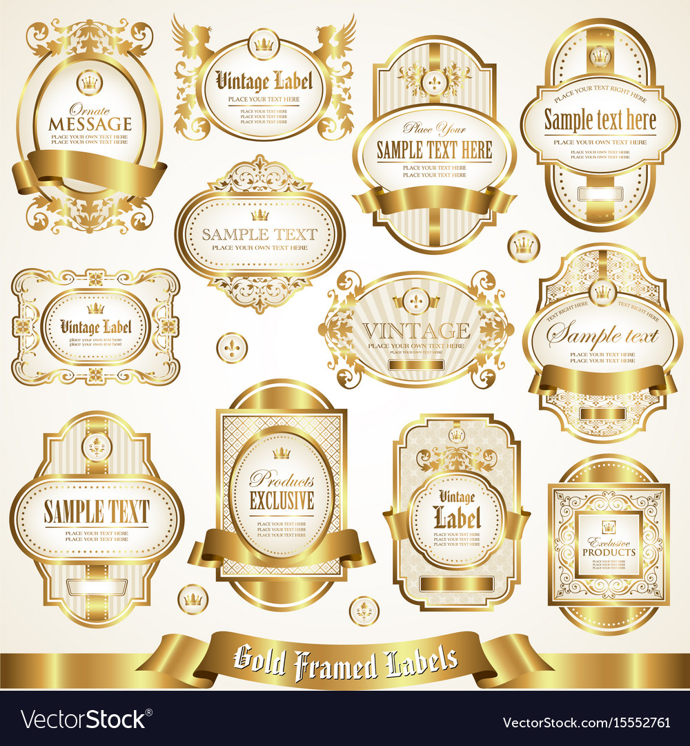 White gold-framed labels Royalty Free Vector Image