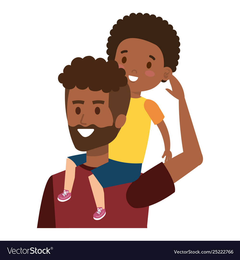 Afro father with son characters Royalty Free Vector Image