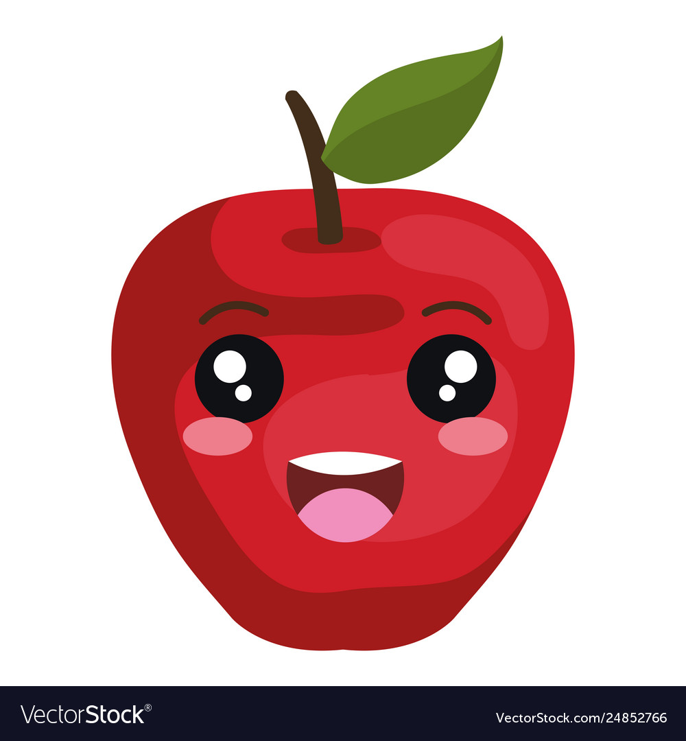 Apple fresh fruit kawaii character Royalty Free Vector Image