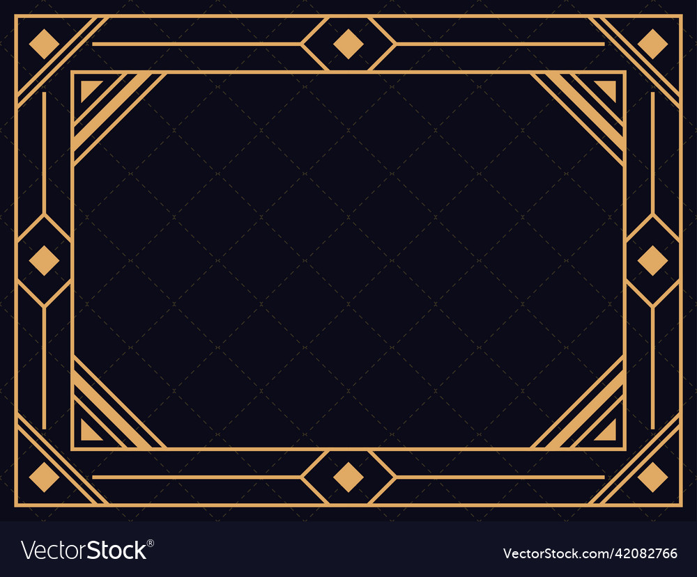 Art deco frame vintage linear border design Vector Image