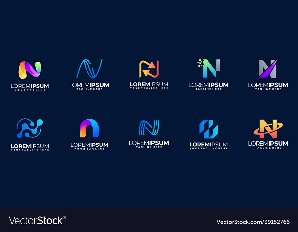 Letter n gradient logo collection Royalty Free Vector Image