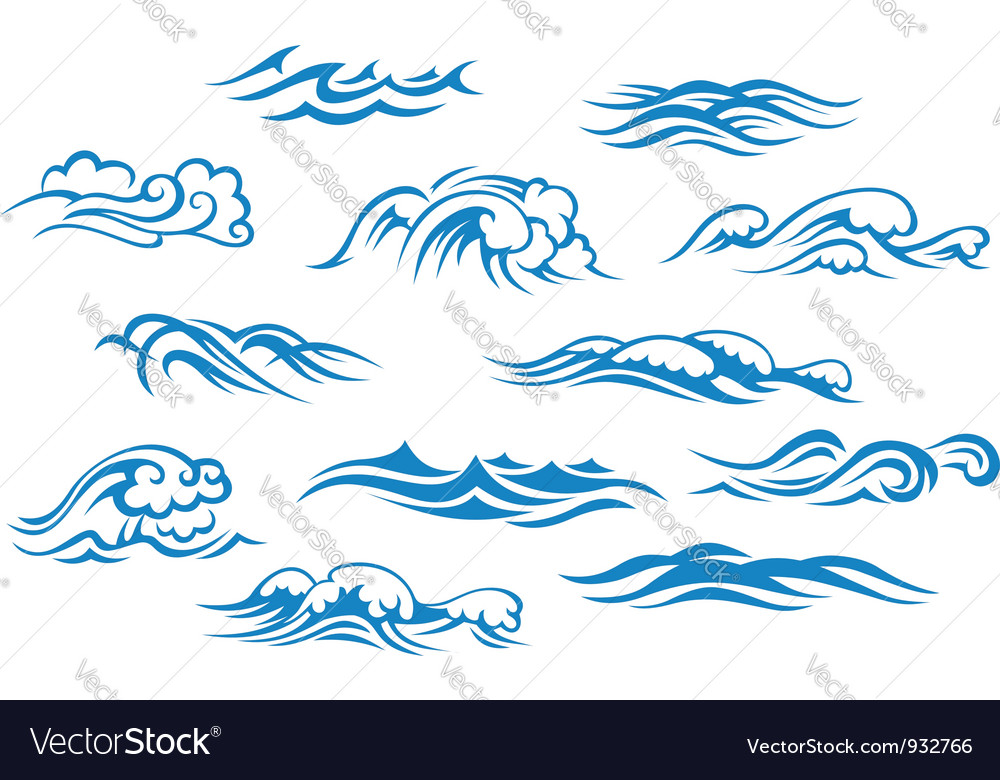 Ocean and sea waves set