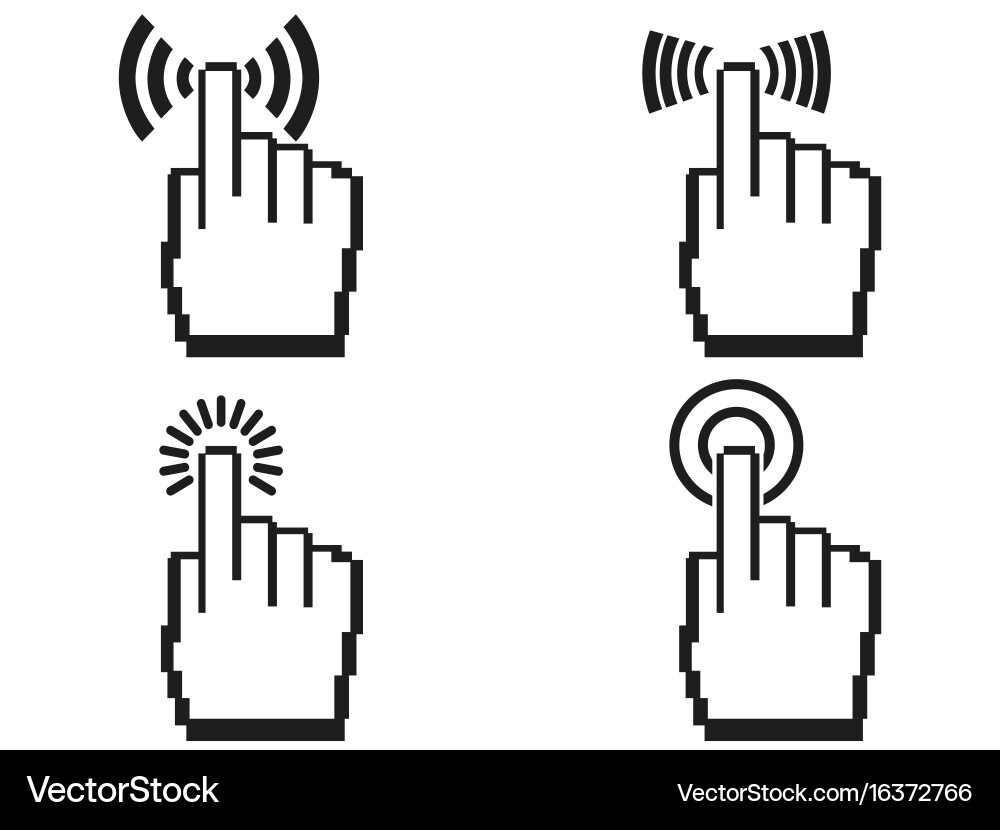 Pixel hands icon set Royalty Free Vector Image