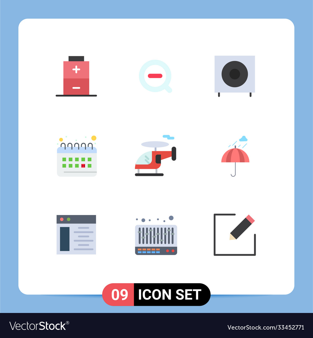 9 user interface flat color pack modern signs Vector Image