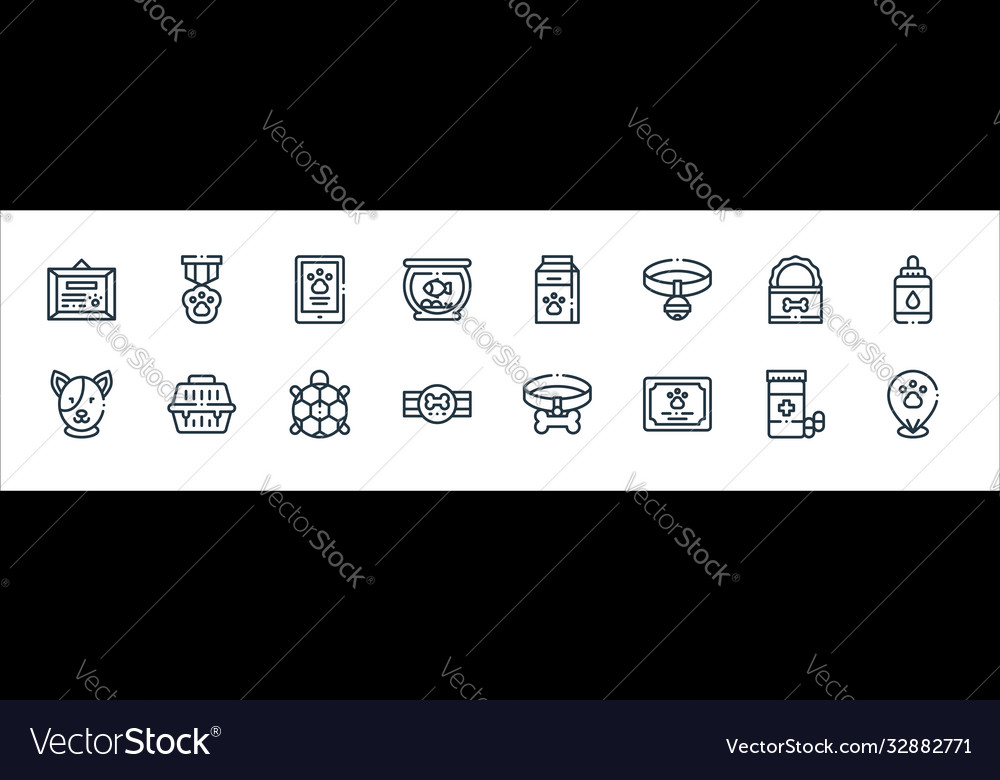 Pets line icons linear set quality