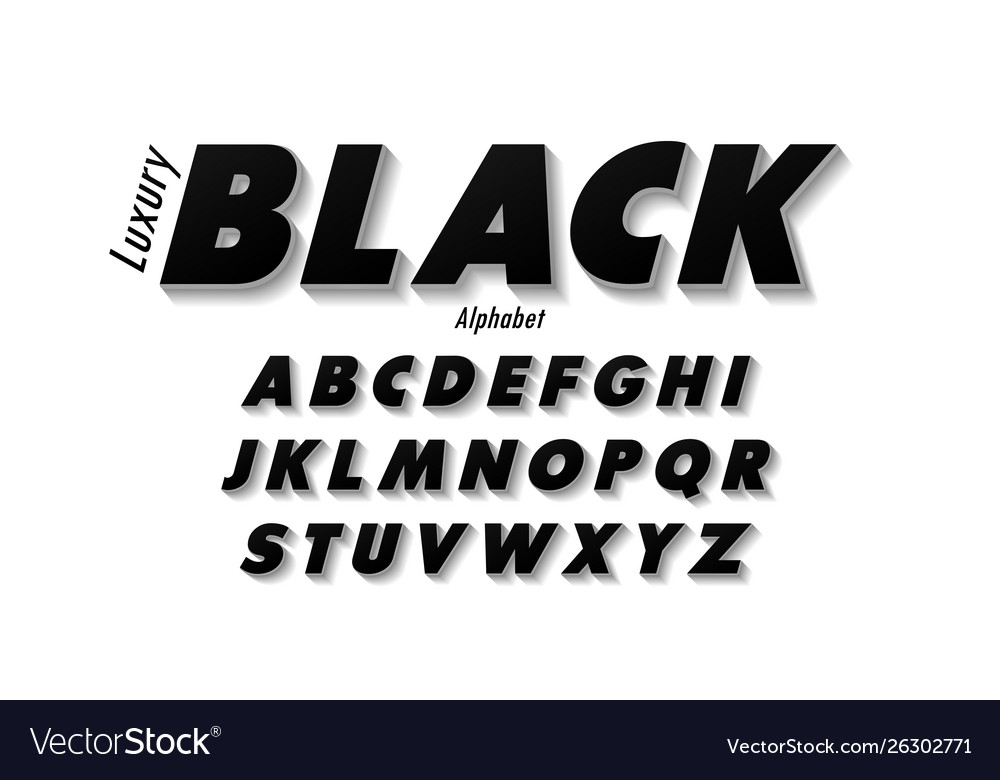 Set elegant black alphabet uppercase font