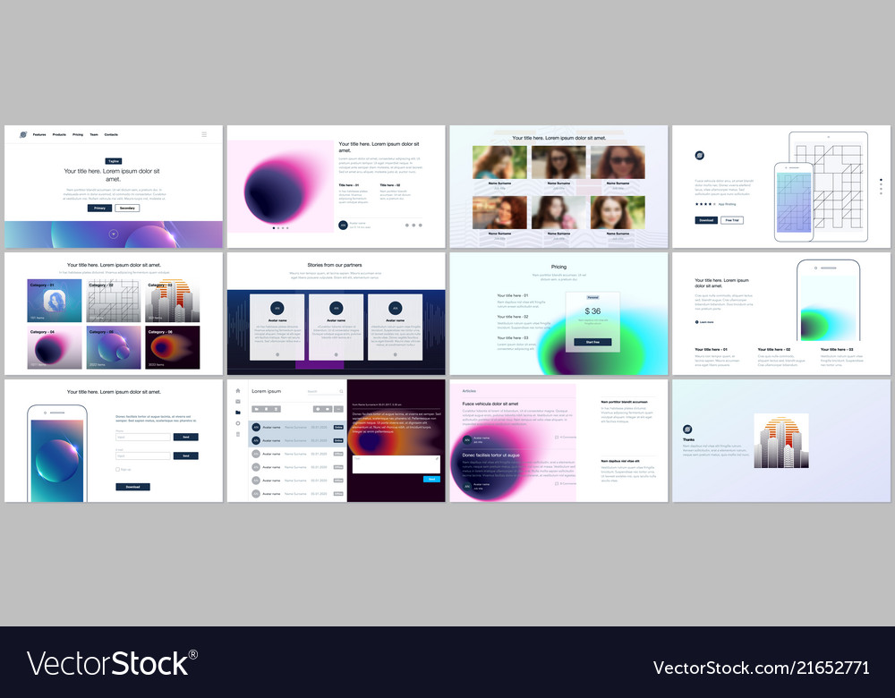 Templates for website design minimal Royalty Free Vector